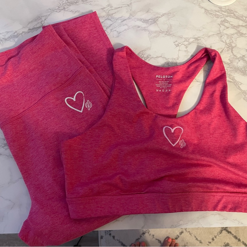 Peloton leggings and sports bra set.